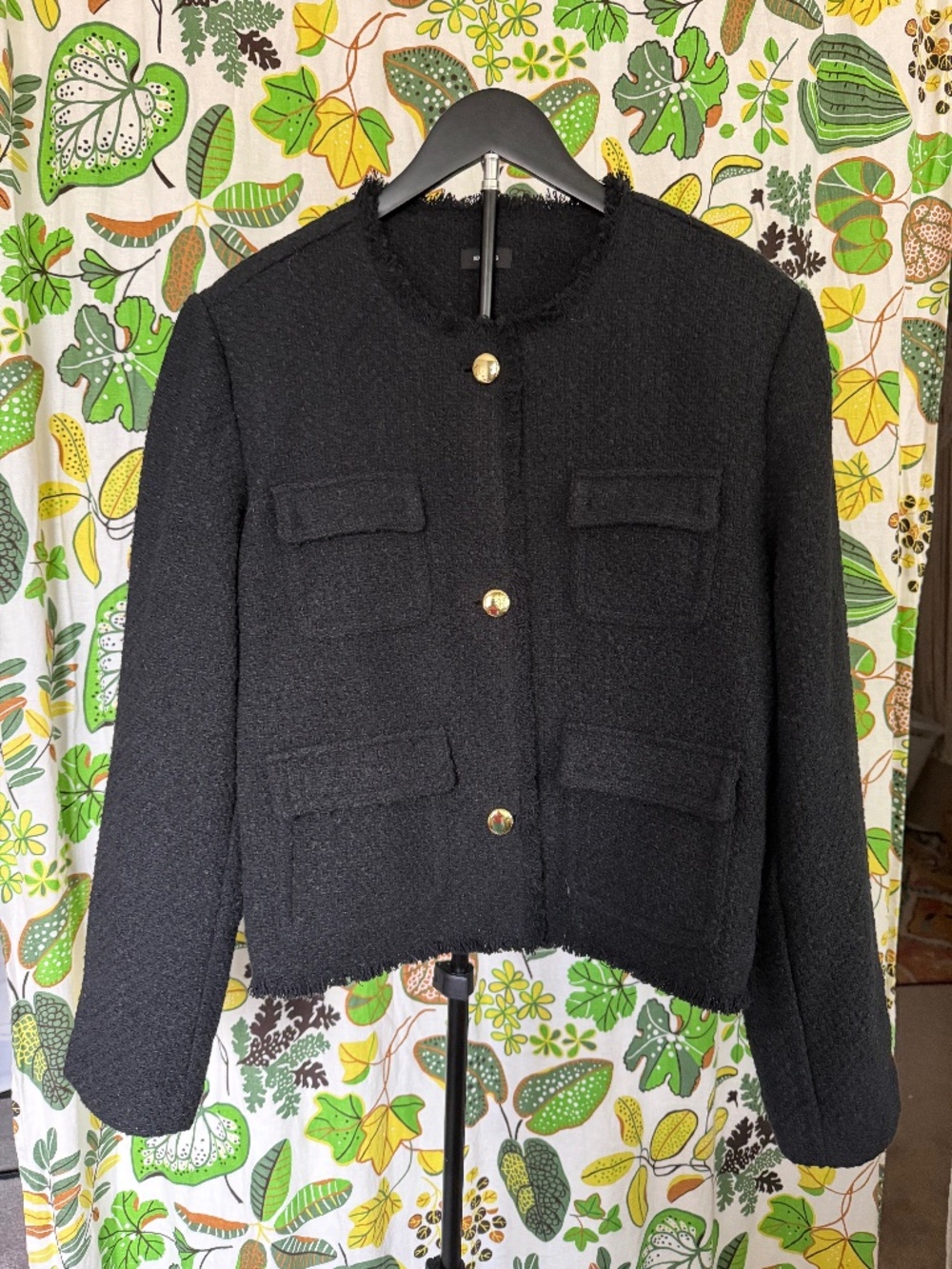 Express Black Tweed Gold Button Jacket XL